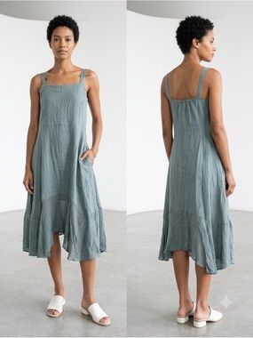 Inizio Linen Made In Italy Salvini  Lagenlook Asymmetrical Dress , Medium